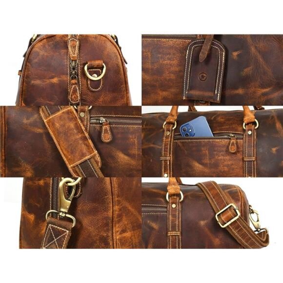 Leather Duffel Bag for Men & Women - Picture 3 of 8